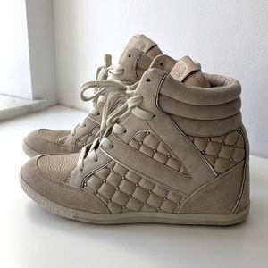 Vince Camuto Sand Tan Suade Studded wedge Sneakers High Tops